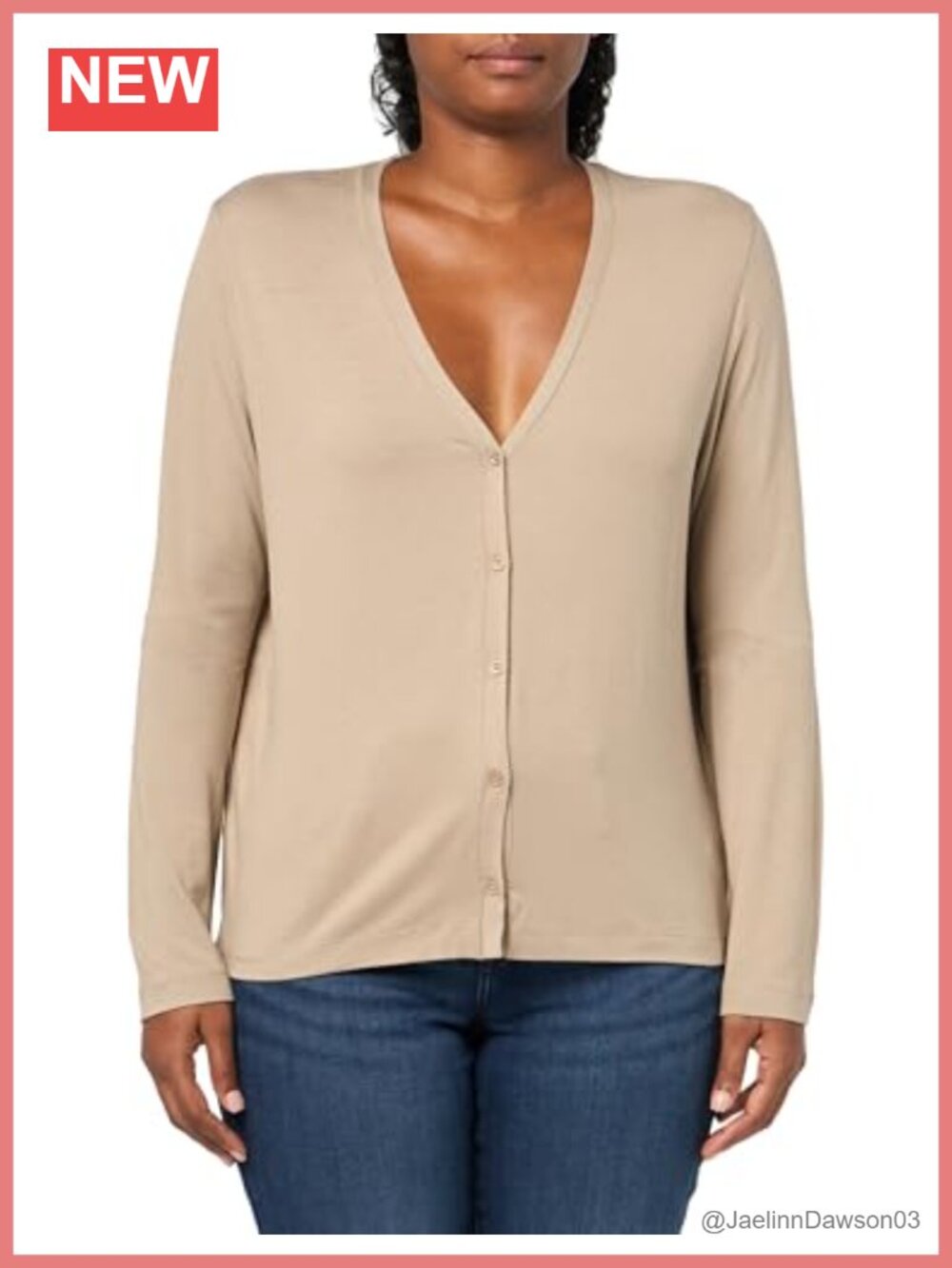 Soft Touch Button-Down V-Neck Cardigan Long Sleeve